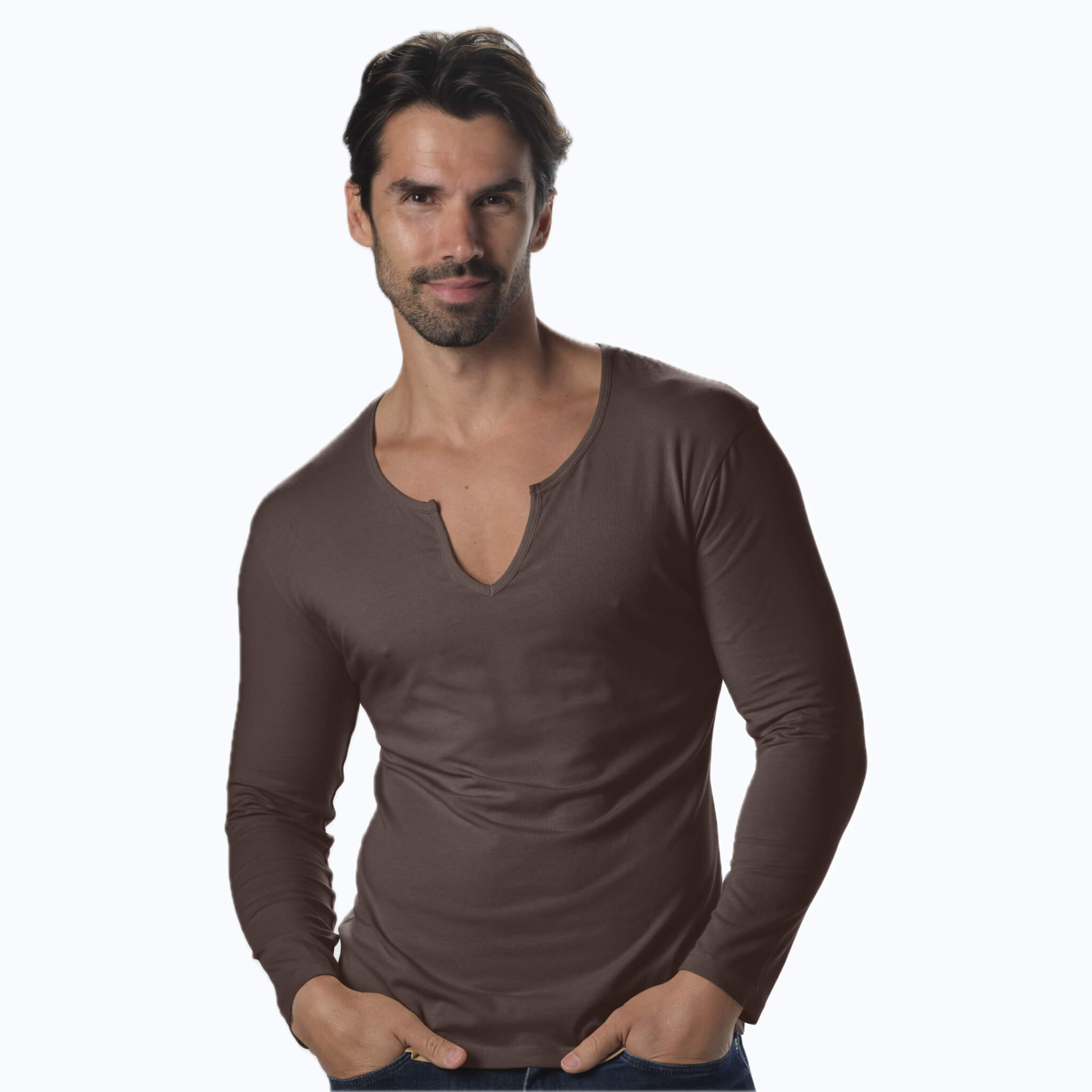 Nouveau Notched V-Neck Long Sleeve Tee